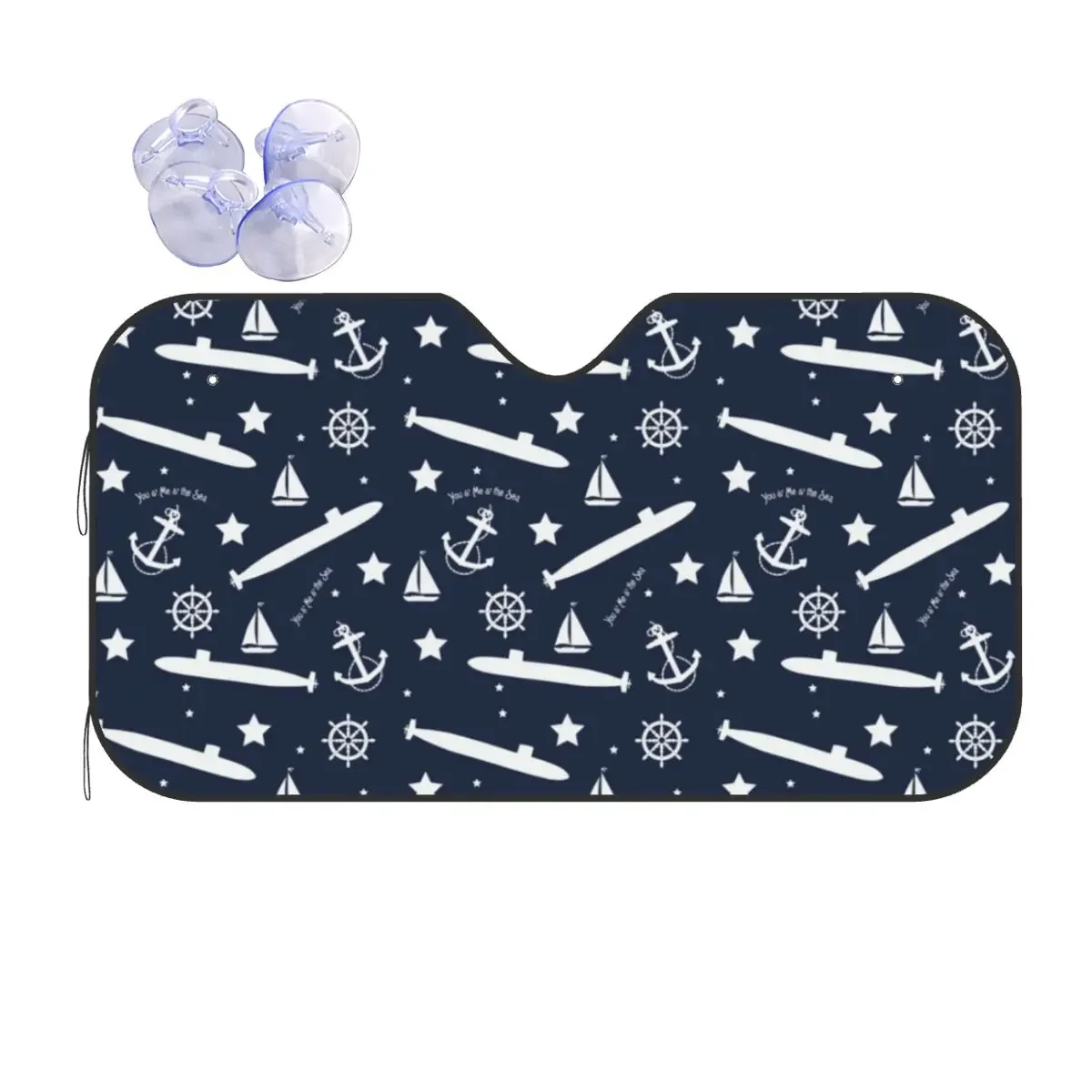 Nautical Navy Cute Sunshade Windscreen 76x140cm Anchor Aluminium Foil Sun Visor Sunscreen Curtain