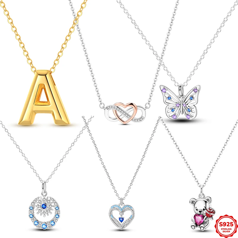 

Ожерелье-подвеска 45 см из стерлингового серебра 925 пробы с буквой А, сердцем и бабочкой, женское ожерелье на день рождения, свадьбу, изысканный подарок