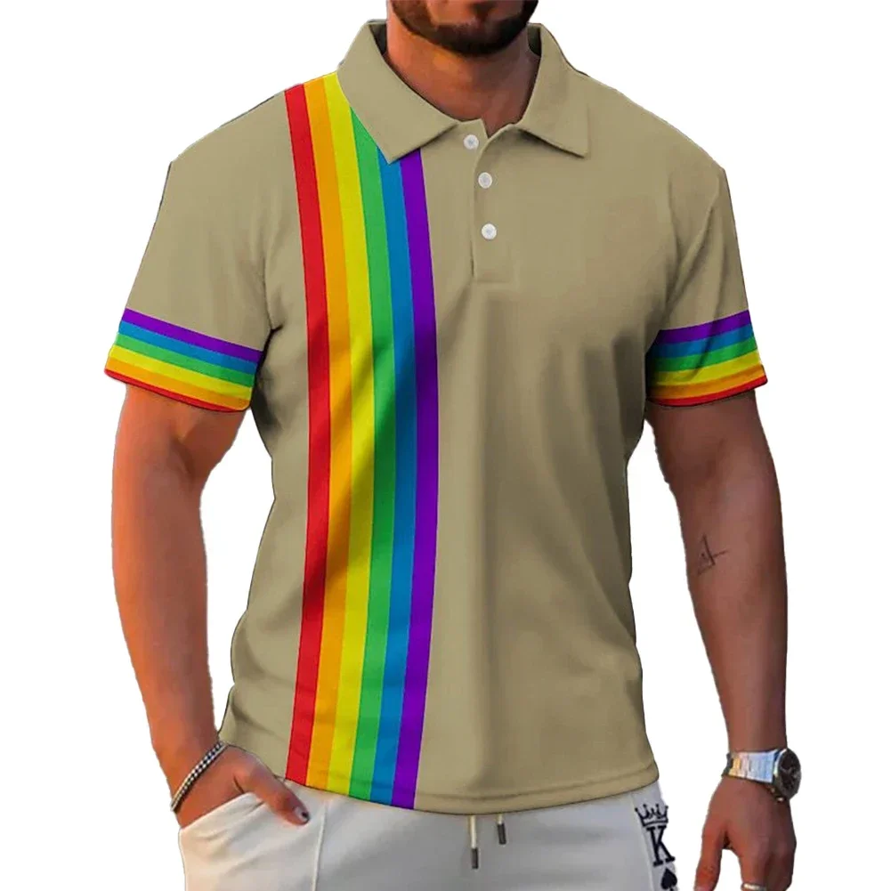 Männer \\\'s Polo-T-Shirt 3d Regenbogen gedruckt Männer Kleidung Sommer lässig kurz ärmel ige lose übergroße Hemd Street Fashion Tops T-Shirts