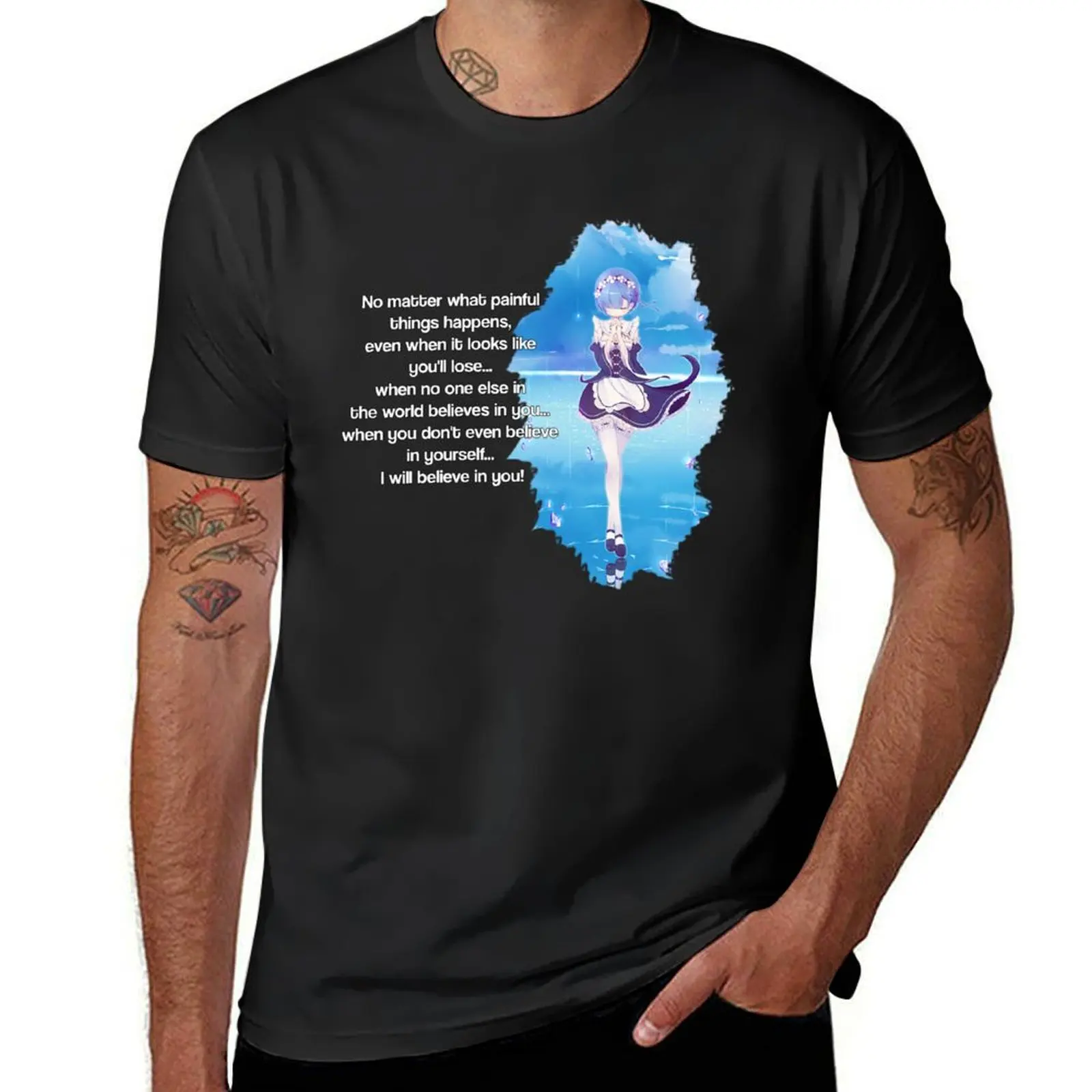 Rem quote - Re:Zero T-Shirt Aesthetic clothing animal prinfor boys Blouse mens workout shirts