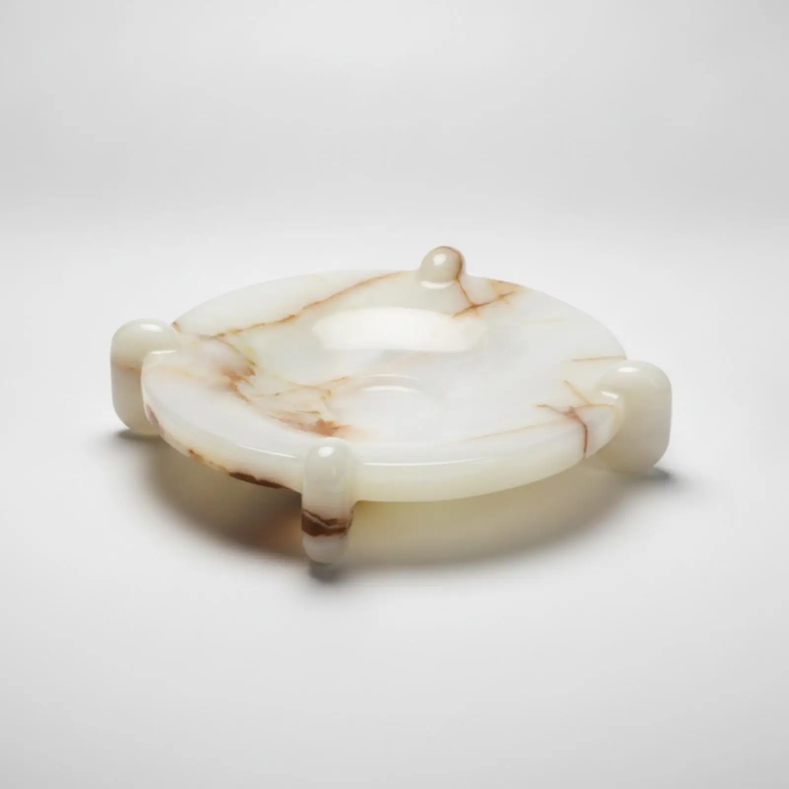 Round Stone Tray Hand Carved Jade Fruit Bowl for Table Centerpiece Luxury Display
