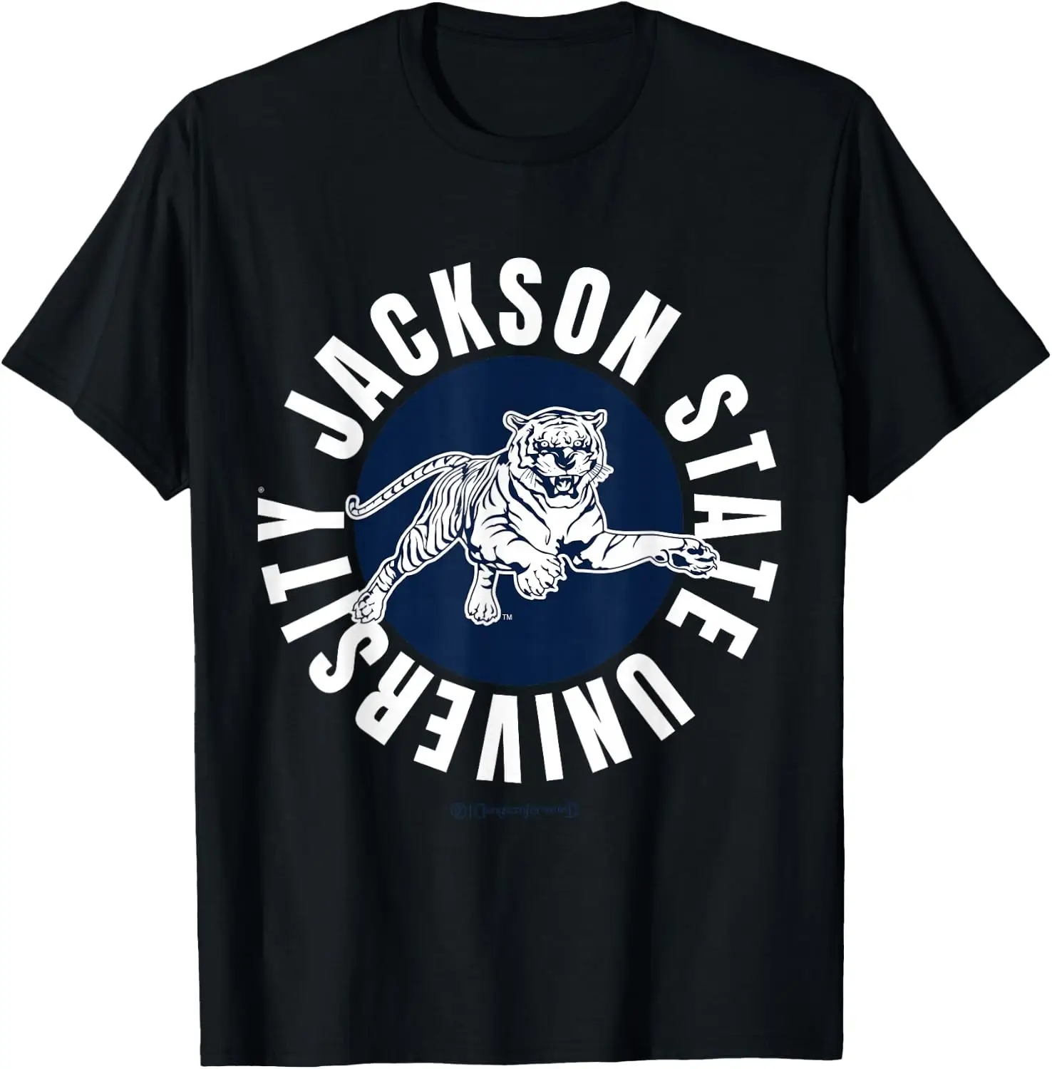 The Yard Essentials Jackson State University - JSU Circle T-Shirt Versatile, heavyweight pure cotton short-sleeve tee—trendy, thick fabric; a great gift for Christmas or Halloween.