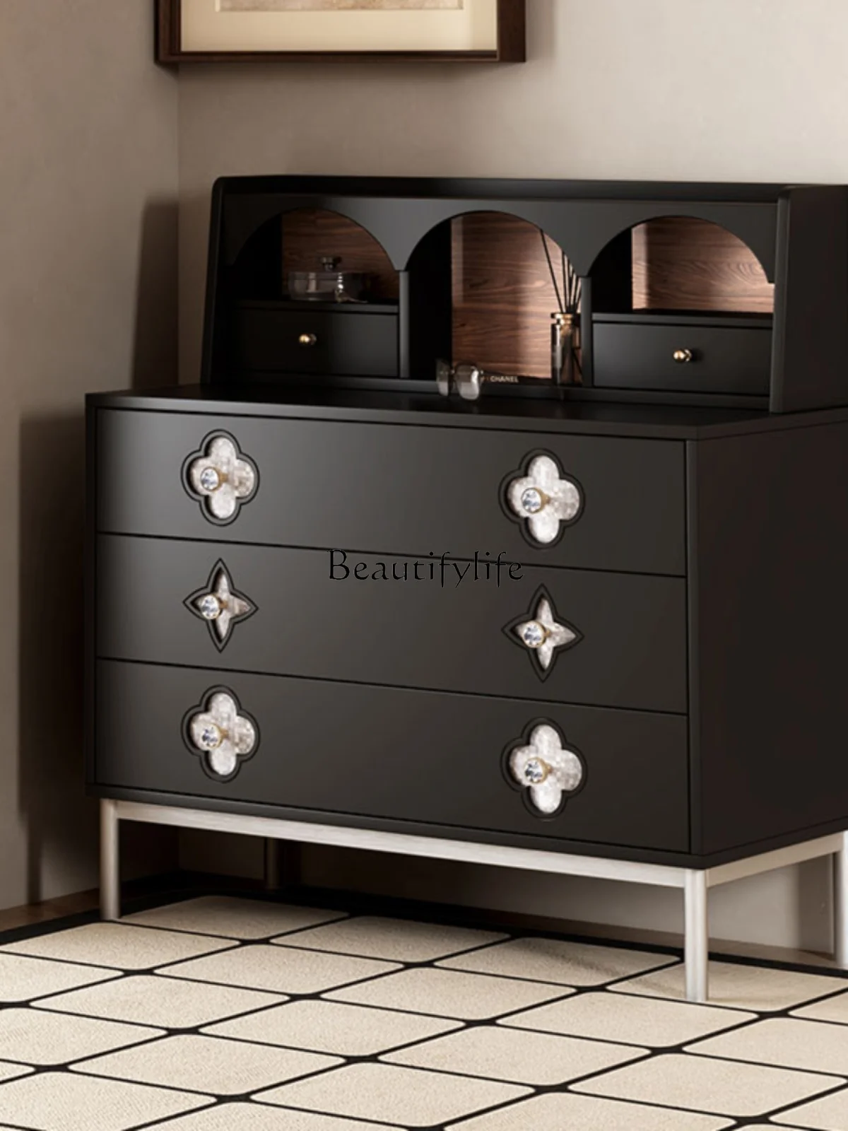 American-Style Solid Wood Dressing Chest Storage Home Bedroom Locker Dressing Table