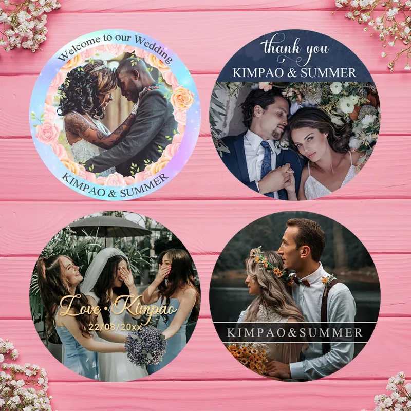 

Custom Wedding Stickers Personalized Photo Labels Invitation Seal Wedding Favors Label Birthday Party Bridal Shower tags Sticker