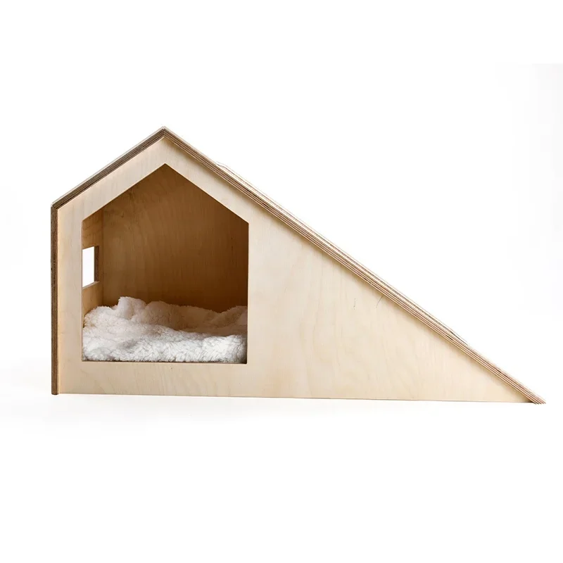 marine plywood cat house washable wooden cat bed with scratching fabric