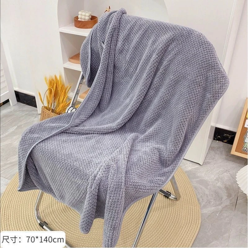 1 Pcs Coral Fleece Bath Towel Wrapped in Pineapple Grid Shower Beach Towel Absorbent Quick Drying Children's Adult Large Towel
