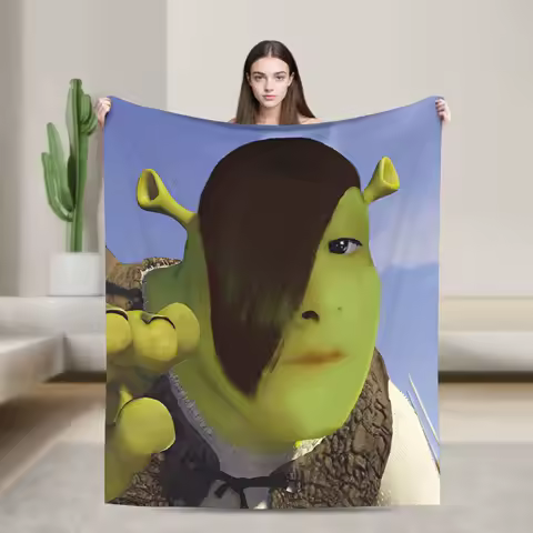 Shreks Pun Funny Meme Blanket Autumn Comfortable Throw Blanket For Girl Living Room Flannel Bedspread Bed Cover