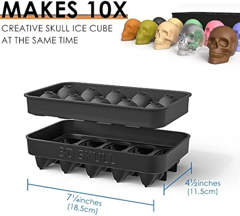 Cavity Skull Ice Mold Tray Silicone Ice Maker Cube Molds for Whiskey Cocktails Iced Tea Coffee Soap Baking Chocolate Candy Resin