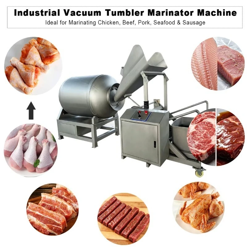 Halal Meat Processing Machine Automatic Feeding Vacuum Tumbler Marinator for Beef Pork Chicken Brazil Market
