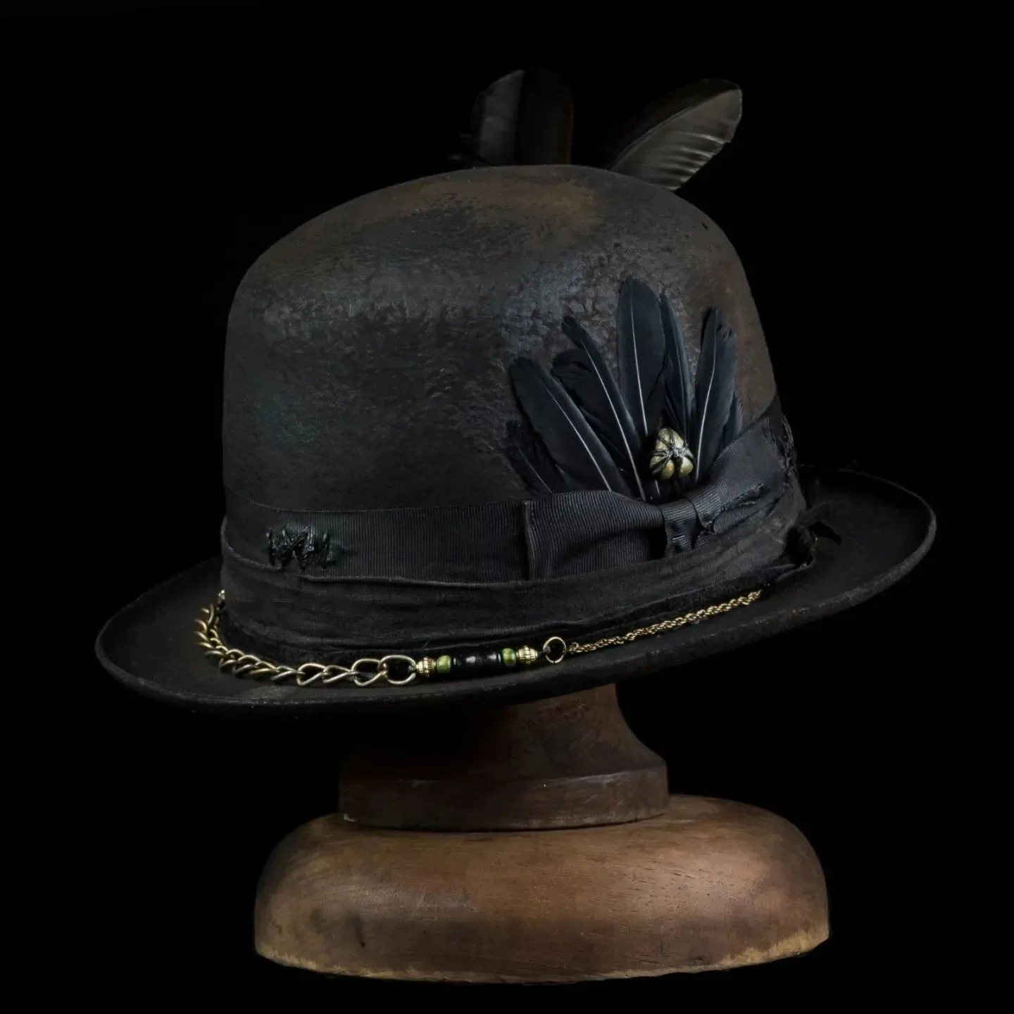 

European and American Fashion Versatile Wool Hat with Bow Ribbon Dome Hat