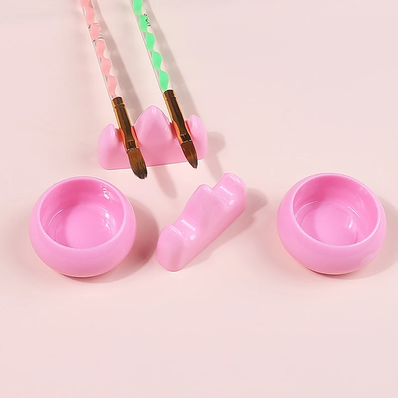 2PCS Pink Nail Art Brush Cleaner Plastic Holder UV Acrylic Gel Pen Pot Cleanser Cup Washing Cup Nail Brush Holder Tools