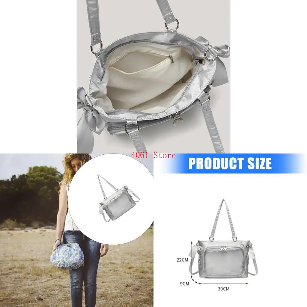 

Tie Bows Crossbody Bag Lovely Itabag with Clear Window Shoulder Bag School Bag