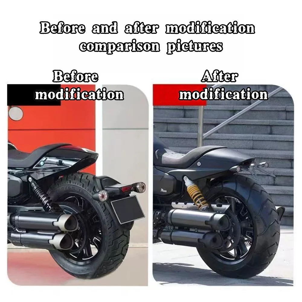 For QJMOTOR SRV600 modified retro short tail rear license plate frame license plate frame turn signal stainless steel bracket ac