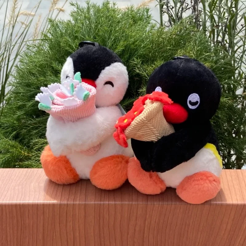 Nieuwe Originele Pingu Bloem Taal Serie Pluche Sleutelhanger Kawaii Pinga Pinguïn Bell Bloem Pop Kid Rugzak Charme Verjaardagscadeau