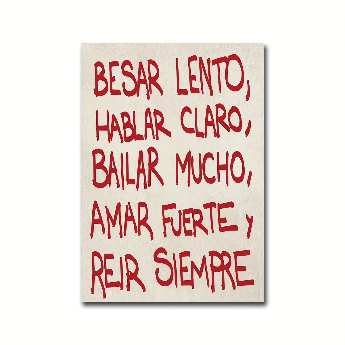 Spanish Besar Lento Wall Art, Red Vintage Poster Print Decoration, Inspirational Sweet Quote Art, Retro Poster, Modern Minimalis