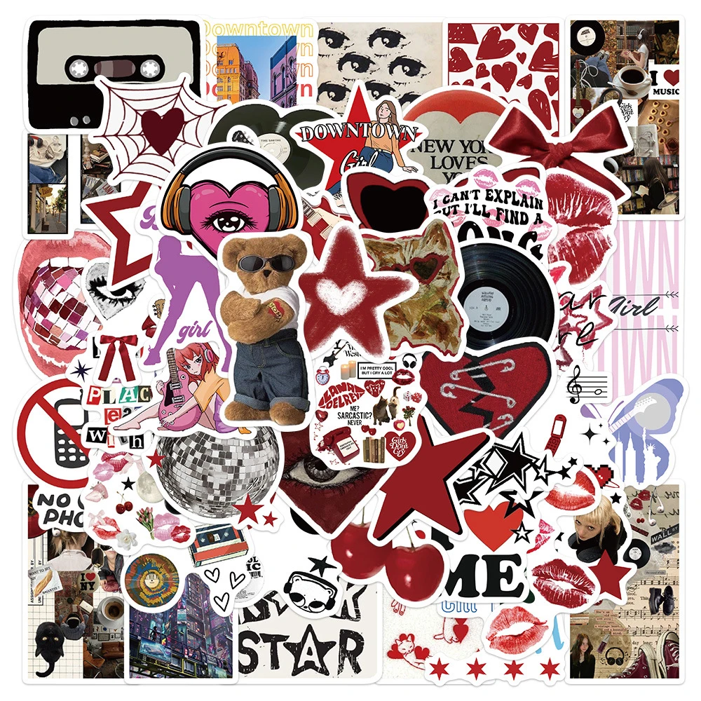 10/30/50pcs Cool Downtown Y2K Girls Stickers Trend Cartoon Decals Decoration DIY Skateboard Laptop Phone Bike Graffiti Kids Toys