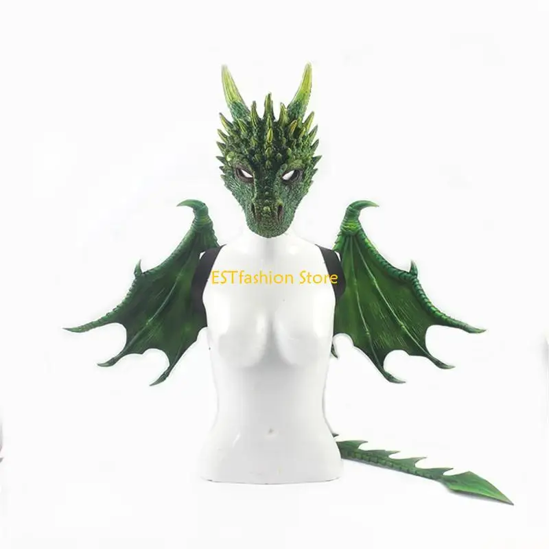 Y5GC Maschera del Drago e Coda Costumi del Drago Costume Cosplay Party Wing Prop Accessori in Maschera
