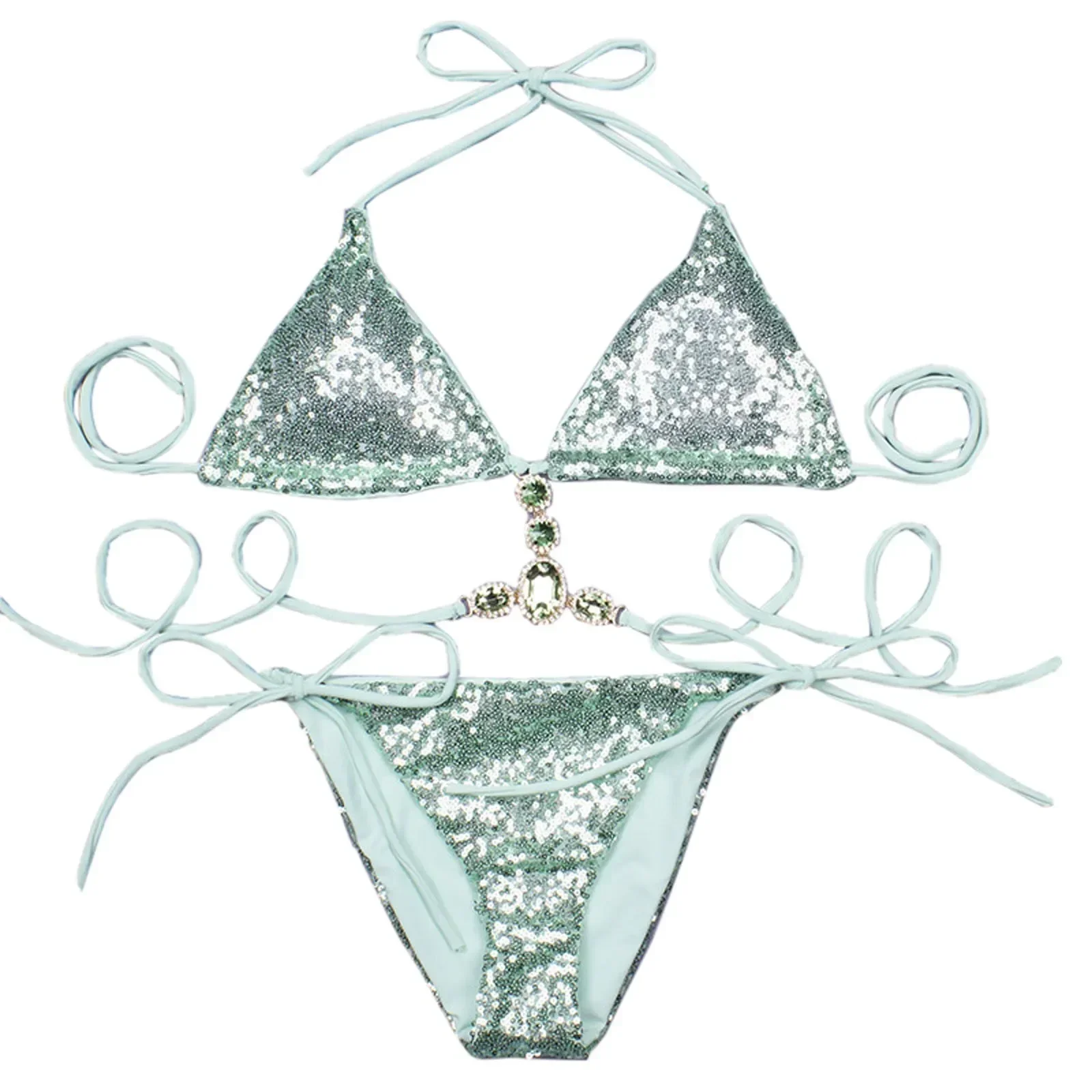 Costumi da bagno coordinati per uomo e donna Bikini sexy con paillettes Costume da bagno estivo da donna Costume da bagno diviso Costumi da bagno per ragazzi 16-18