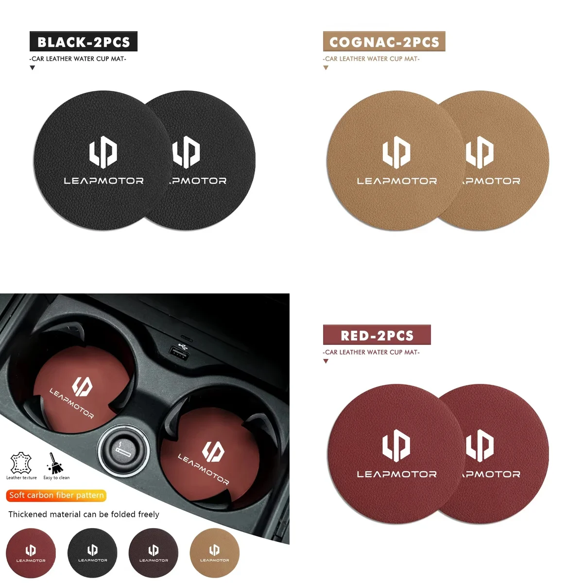 Soft Suede Car Water Cup Holder Coaster Anti-Slip Shockproof Insert Insert Mat 2Pcs Set Fit for Leapmotor C11 C01 C10 T03
