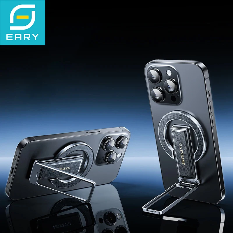 Eary حامل حلقة الهاتف الجلدية المغناطيسية ل MagSafe جراب هاتف قبضة البنصر حامل آيفون 17 الهواء 16 برو ماكس 15 14 13 12