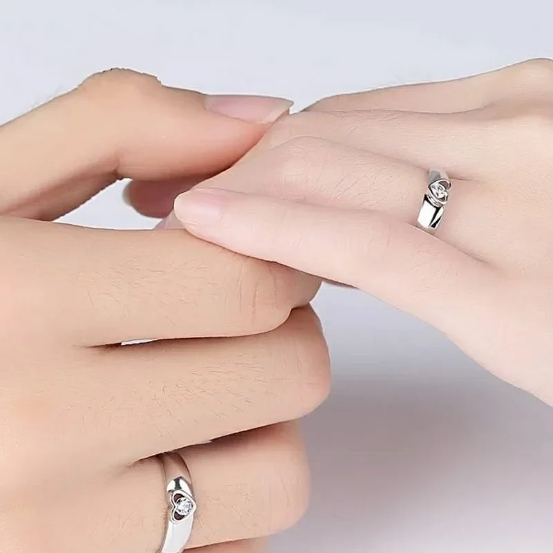 Luxury Couple Matching Ring Set Punk Matte Metal Promise Rings, Trendy Aesthetic Statement Bands for Men Women Valentine Gift