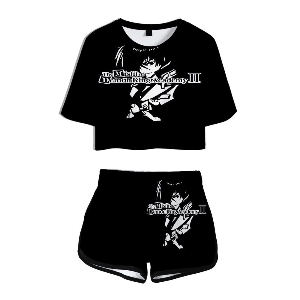 The Misfit of Demon King Academy midriff-baring sets Printed cartoon  short tshirt gym sets  streetwear pop hip hop short pants