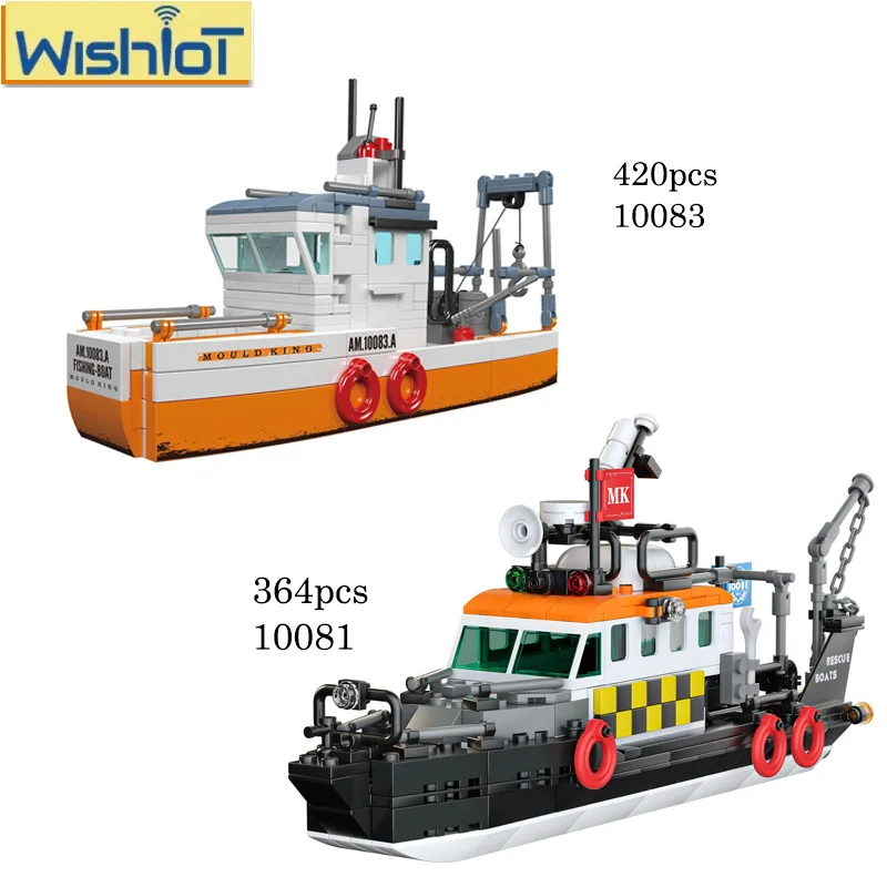 

Simulation Lifeboat/Fishing Boat Model Buidling Blocks Kit Ship Play Assembled Educational MOC Small Bricks DIY Toys Boys Gifts