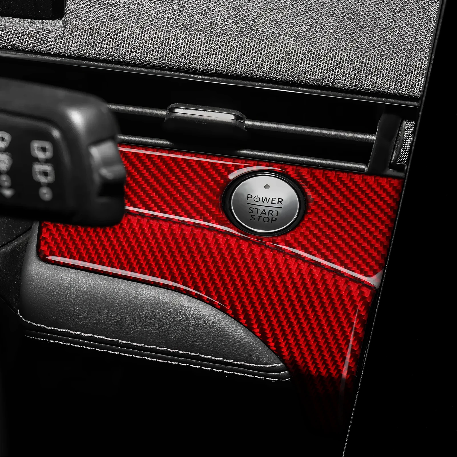 Soft Carbon Fiber Interior Sticker. Car Engine Start Stop Button Panel. For Ford Mustang Mach-E (2021-2027) Trim Accessories. view 5