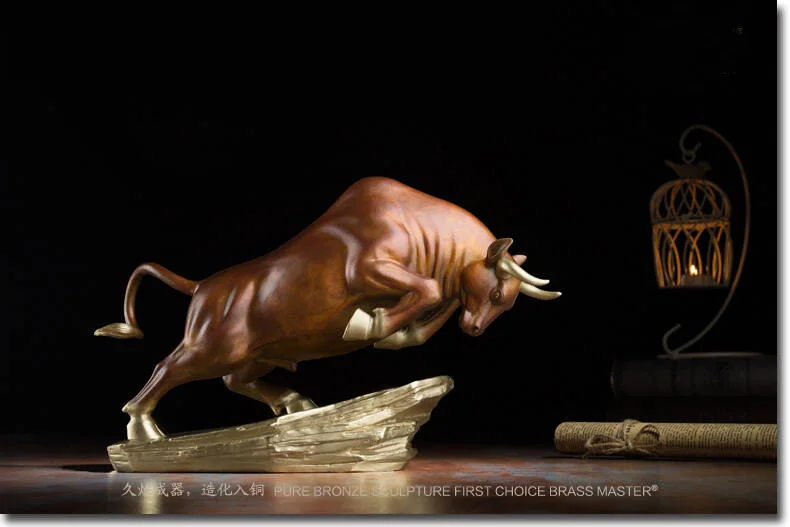 

large 2023 TOP grade Bronze carving Home finance company bring wealth Stock market bull Career Success GOOD luck bull statue