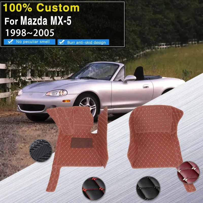 Mazda MX-5,mata,roadster,nb,1998-2005のカーマット,2シート,防水猫用カーペット