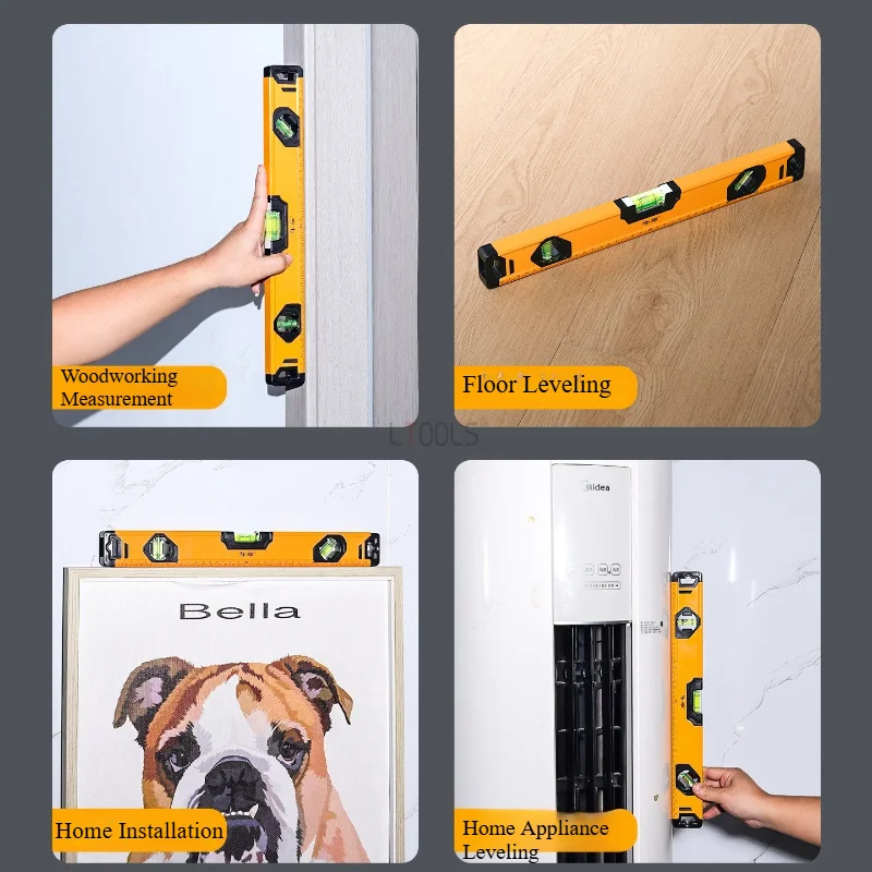 High Precision Spirit Level Thick Body Strong Magnet Impact Resistant Multi Function Vertical Horizontal Measuring Hand Tool