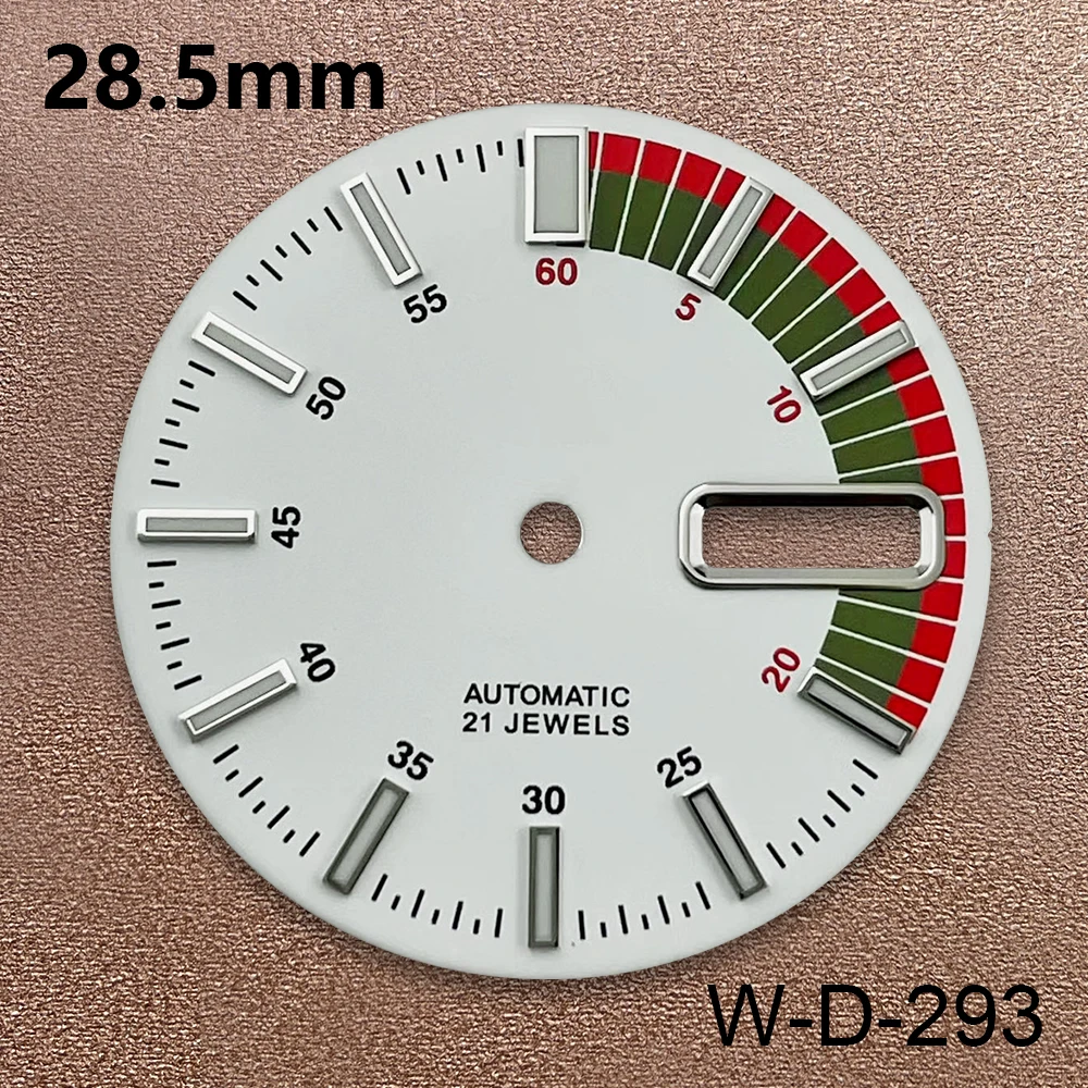 Esfera de buceo con logotipo S5 de 28,5mm, adecuada para movimiento japonés NH35/NH36, accesorios de modificación de reloj de calidad mate luminoso verde