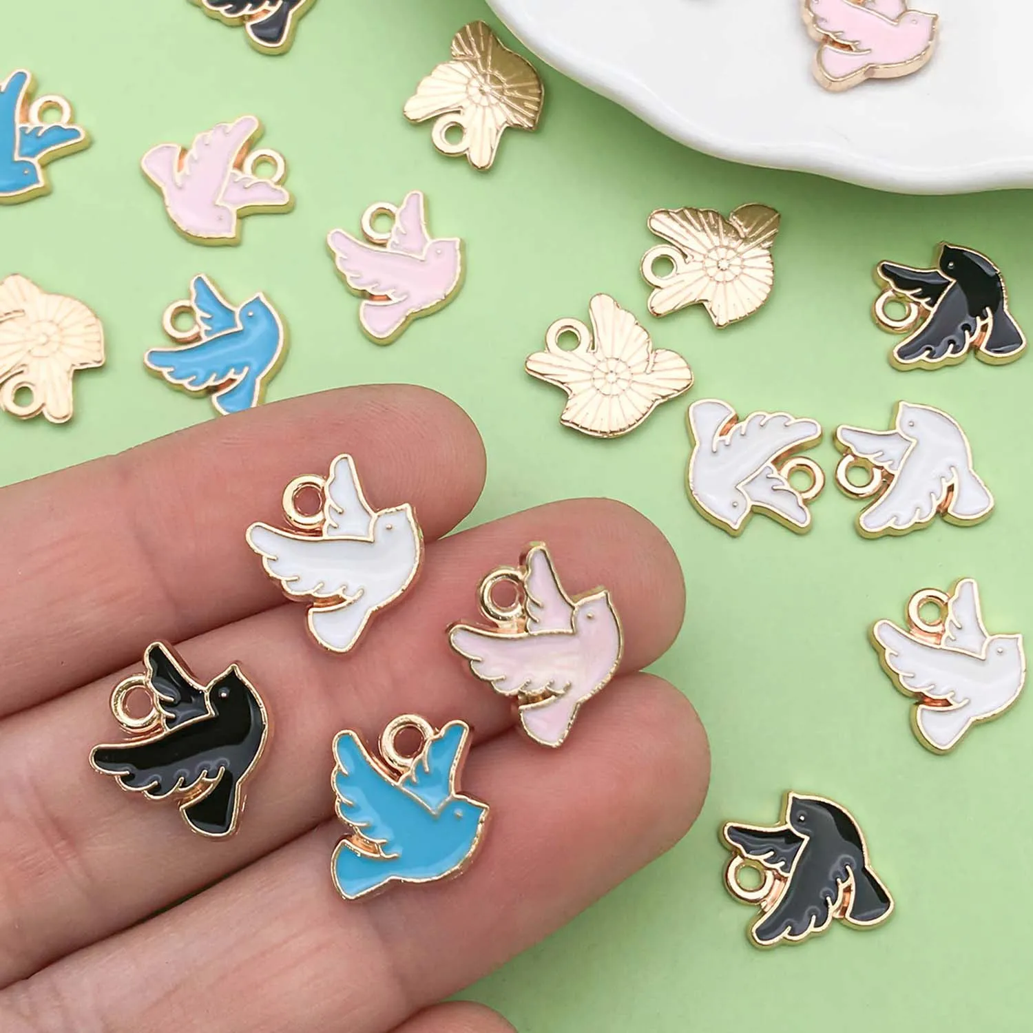 20pcs Enamel Colorful Bird Design Charms Alloy Metal Animal Pendants for DIY Bracelet Necklace Jewelry Making Accessories