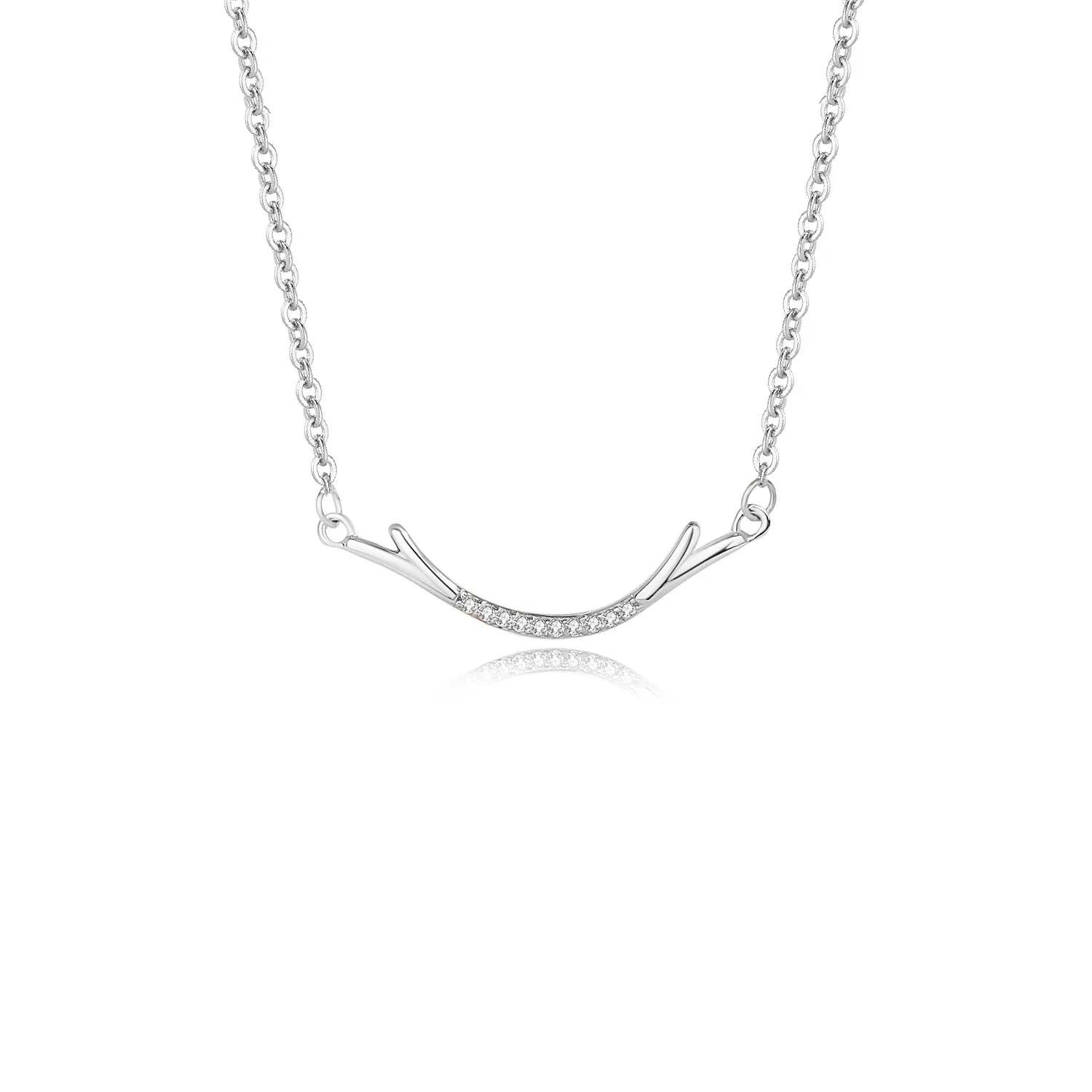 

S925 Sterling Silver One Deer Smile Necklace for Women Light Luxury Antlers Clavicle Chain Smile Face Pendant for Parties