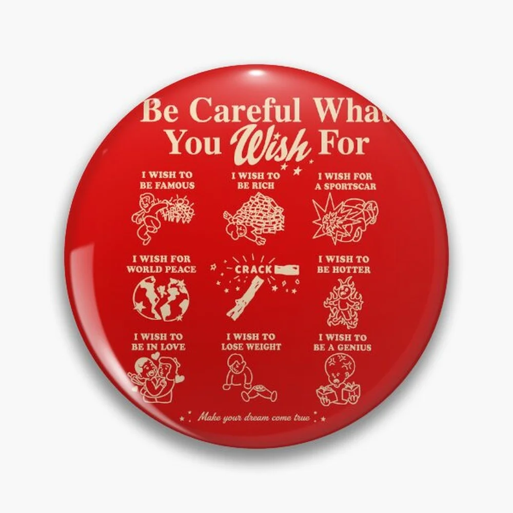 Obsession 2026 Vintage Be Careful What You Wish Pin Holographic Star Heart Pin Brooches Laminated Button Fashion Accessory