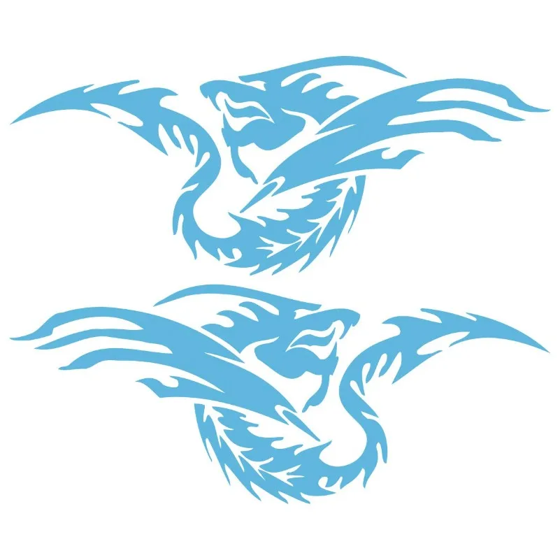 1Pair Dragon Pattern Left-Right Symmetrical Waterproof Sticker, 195×79mm Large for Car & Motorcycle Decor