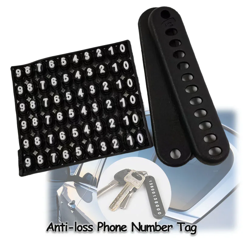 Picture 5: Anti-loss Mobile Phone Number Tag for Car Keychain Key Bag Loop Hanging Phone Number Plate Universal