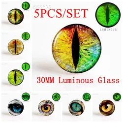 5PCS/SET Fashion Dragon Eyes 12/16/20/25/30MM Luminous Glass Dome Cabochon Charm Men Women Handmade Making Jewelry Accessories