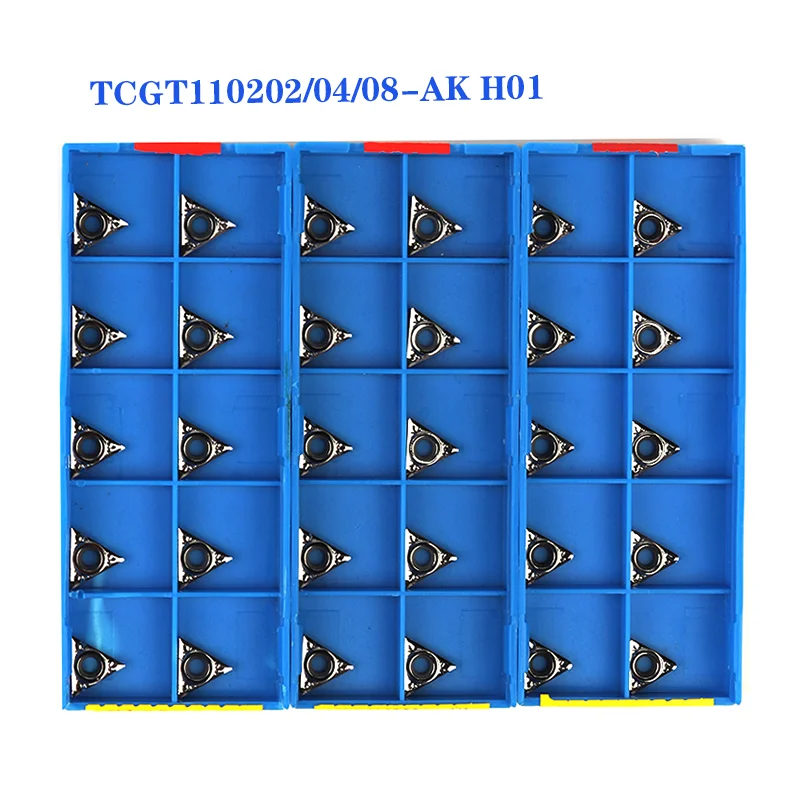 알루미늄용 CNC 선반 커터 선삭 공구, 카바이드 인서트, TCGT 블레이드, TCGT090202, TCGT090204, TCGT110208, AK H01, 10 개