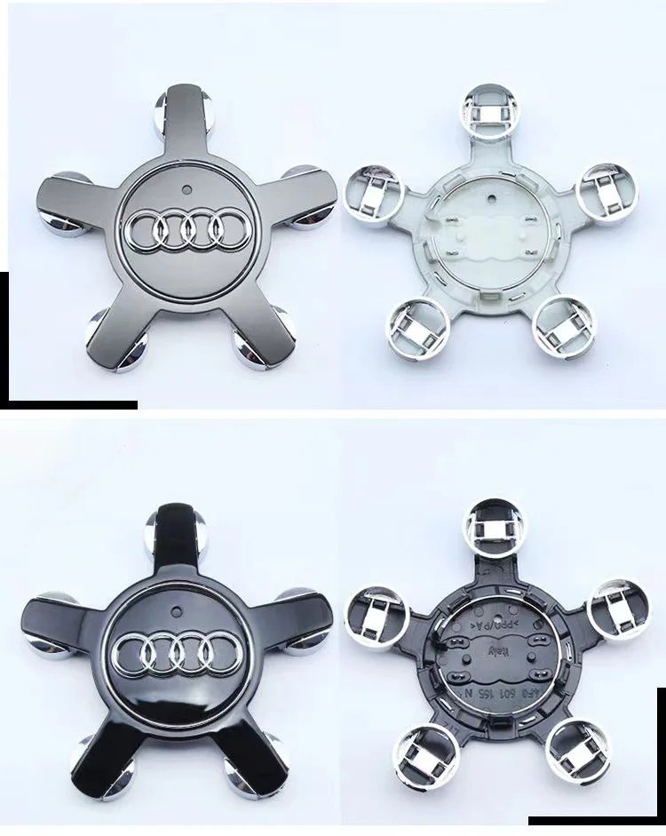 4PCS Car Five Claws Wheel Center Cap Hub Covers Auto Emblem Decoration Accessories for AUDI A4 B8 B6 B9 B7 A3 8P 8V 8L A6 C7 C6