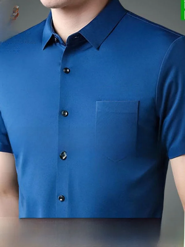 

Мужская рубашка Pierre Cardin с коротким рукавом, однотонная, с отложным воротником, из ледяного шелка, летняя, деловая, повседневная, приталенного кроя