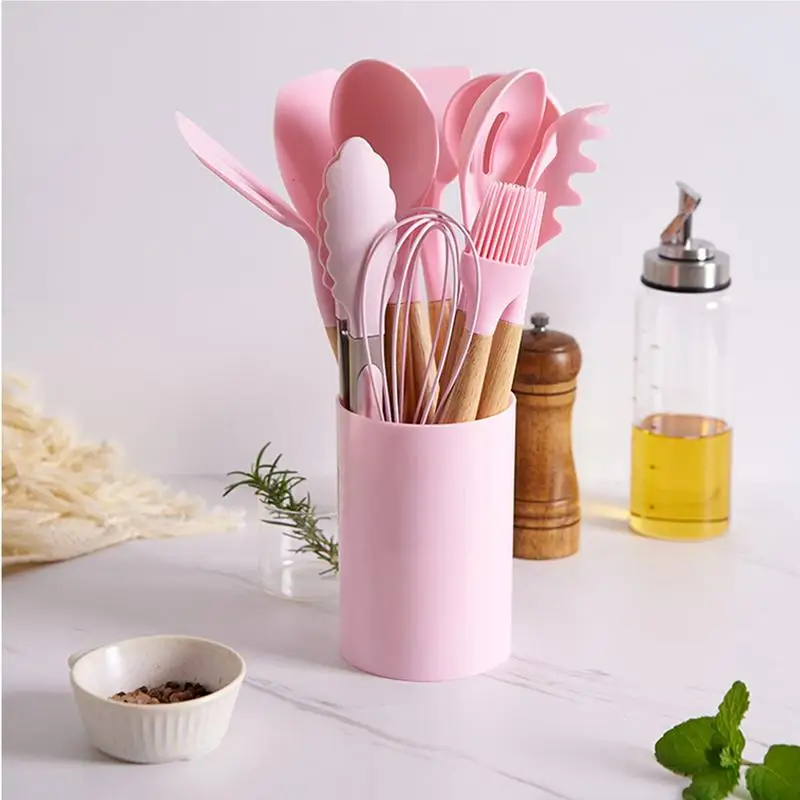 

Heat Resistant Silicone Kitchenware Cooking Utensils Set Kitchen Non-Stick Cooking Utensils Baking Tools With Storage Box Tools