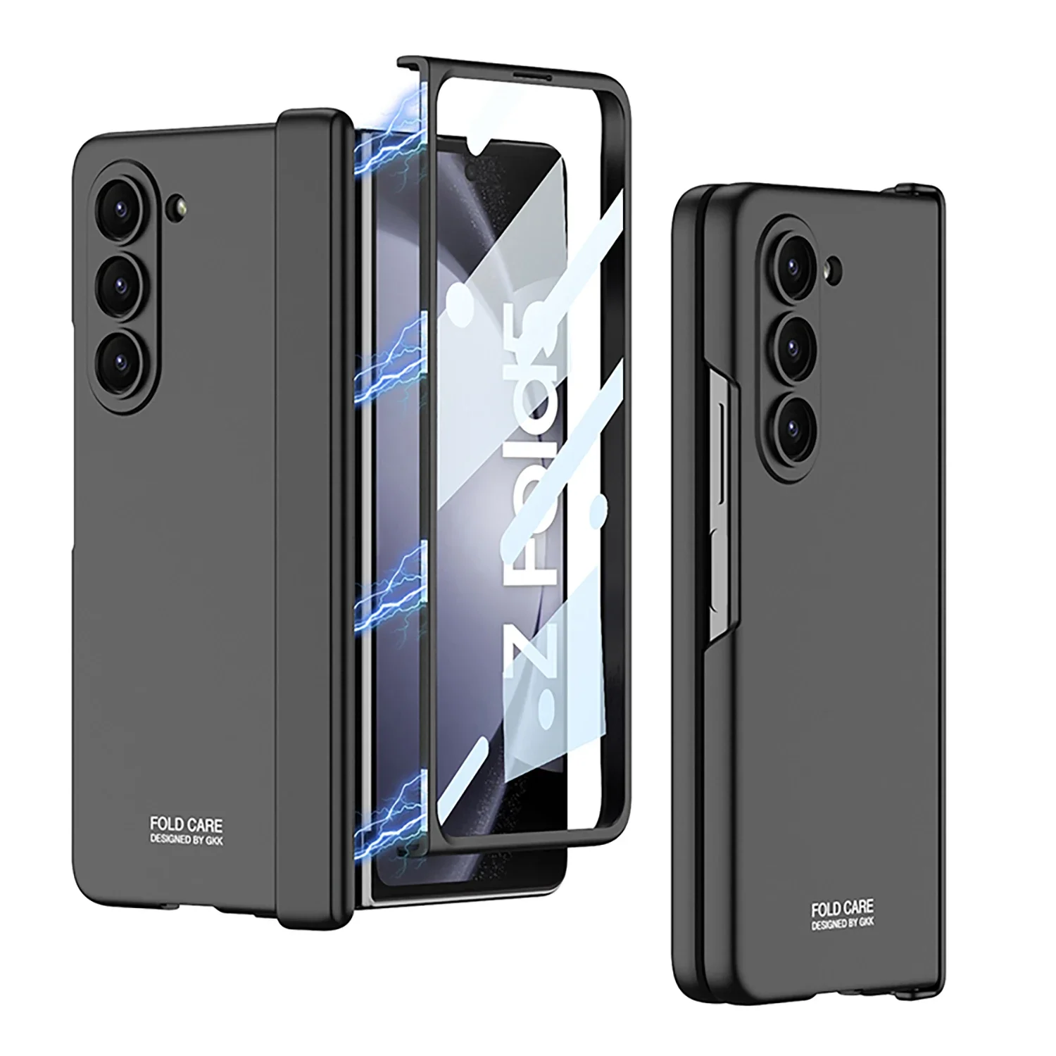 GKK Magnetic Hinge Matte Hard Case For Samsung Galaxy Z Fold 5 Fold5 Shockproof Armor Cover With Screen Glass Protective Case