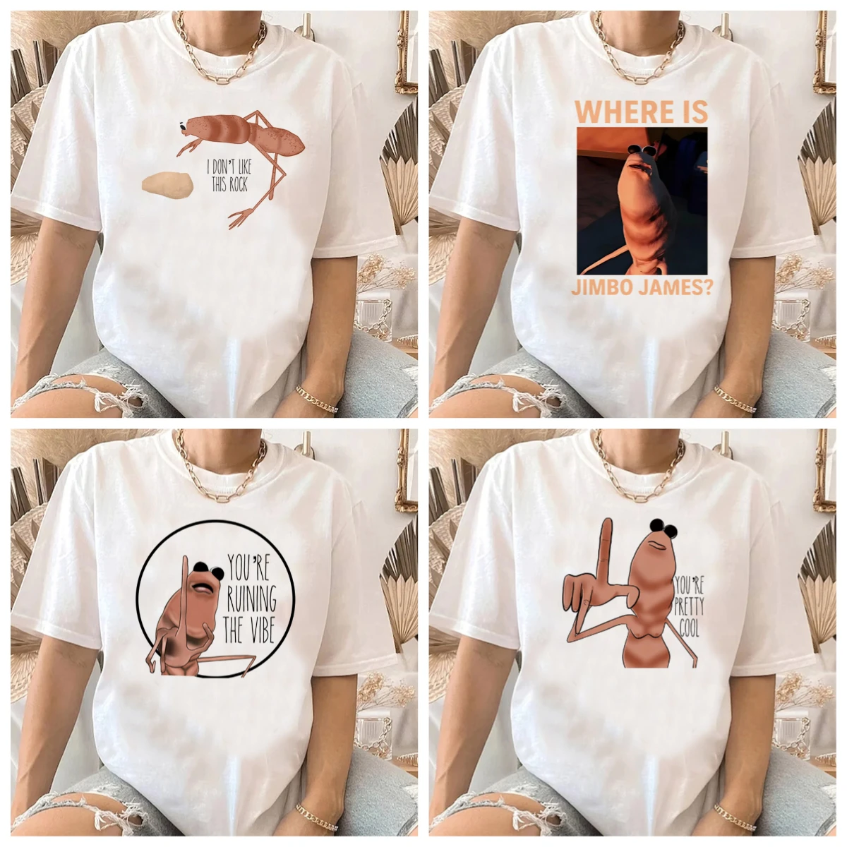 Marcus The Worm T-shirt for Men Women Y2k Clothes Short Sleeve Round Neck Tshirt Streetwear Y2k Clothing