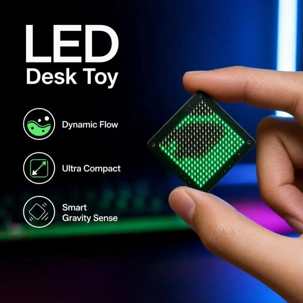 Shake Sensitive LED Fluid Motion Desktop Ornament Shake Control Luminous Interactive Water Flow Display Mini Portable