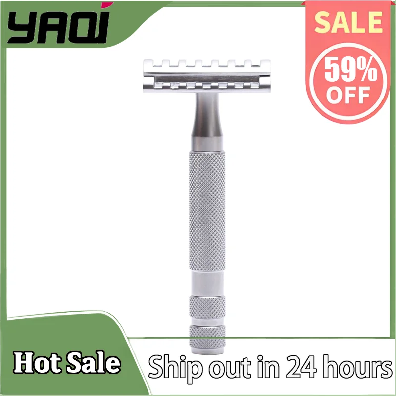 

YAQI KNIGHT-HELMET razor Head Stainless Steel Handle DE Safety Razor - Hypoallergenic Men's Grooming Shaving Tool