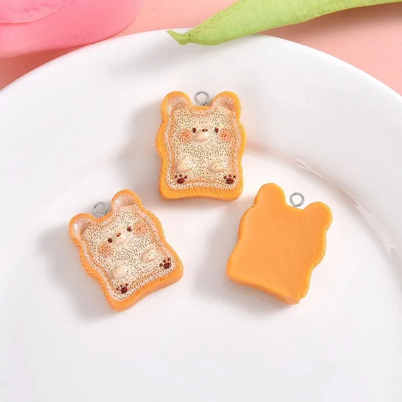 10Pcs Cute Cat Bear Koala Shaped Animal Bread Sushi Resin Charms Cartoon Pendants DIY Jewelry Earring Keychain Accessories view 4