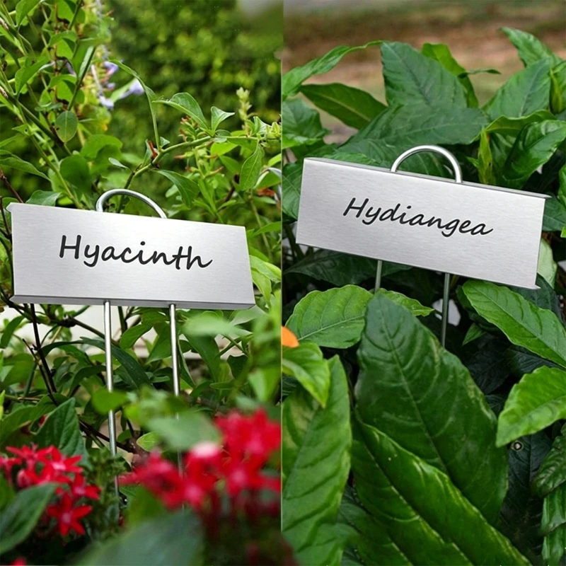 Garden Label Stakes for Herb Pots with White Panels and Date Lines