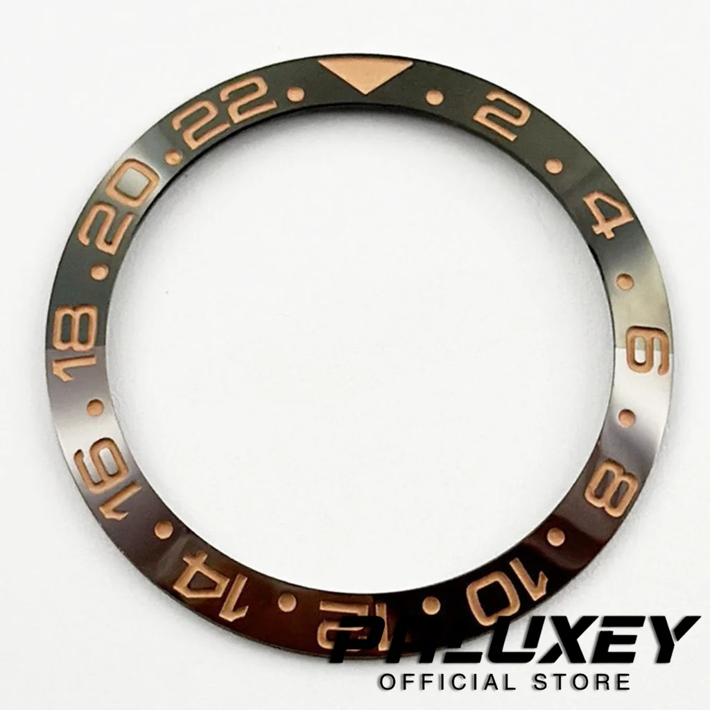 Наклонный черный, коричневый, 38 мм * 30,6 мм, высококачественный керамический безель, вставка, подходит для корпуса 40 мм, NH35 NH34 GMT, часы с автоматическим механизмом