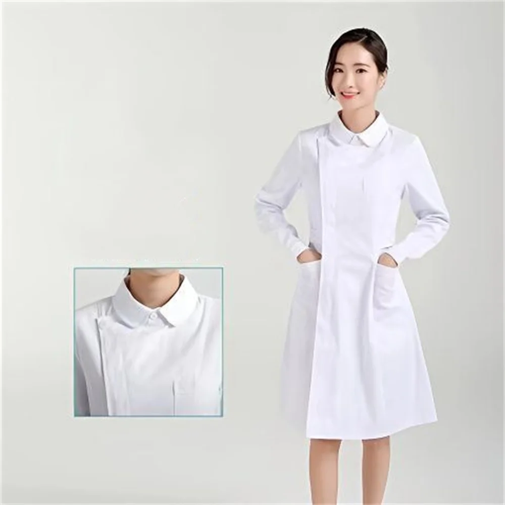 

Одежда для медсестер с длинными рукавами, весенняя женская одежда с частичной грудью, пудра, белая, зеленая, тонкая, красивая, аптека, стоматологическая рабочая одежда stu